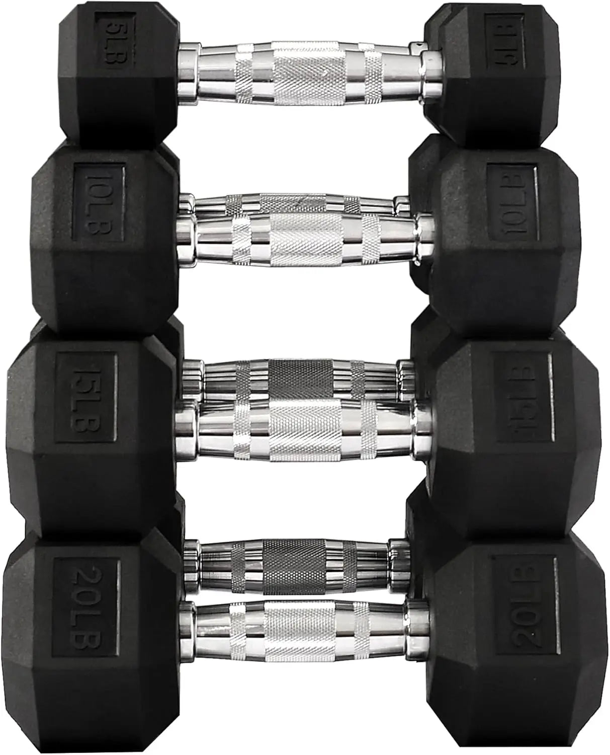 Encased Hex Dumbbell, Set Including 5, 10, 15, 20LB Pairs