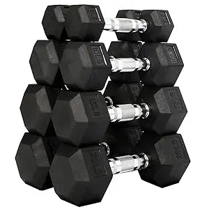 Encased Hex Dumbbell, Set Including 5, 10, 15, 20LB Pairs