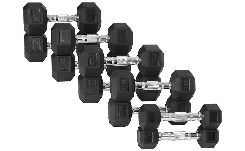 Encased Hex Dumbbell, Set Including 5, 10, 15, 20LB Pairs