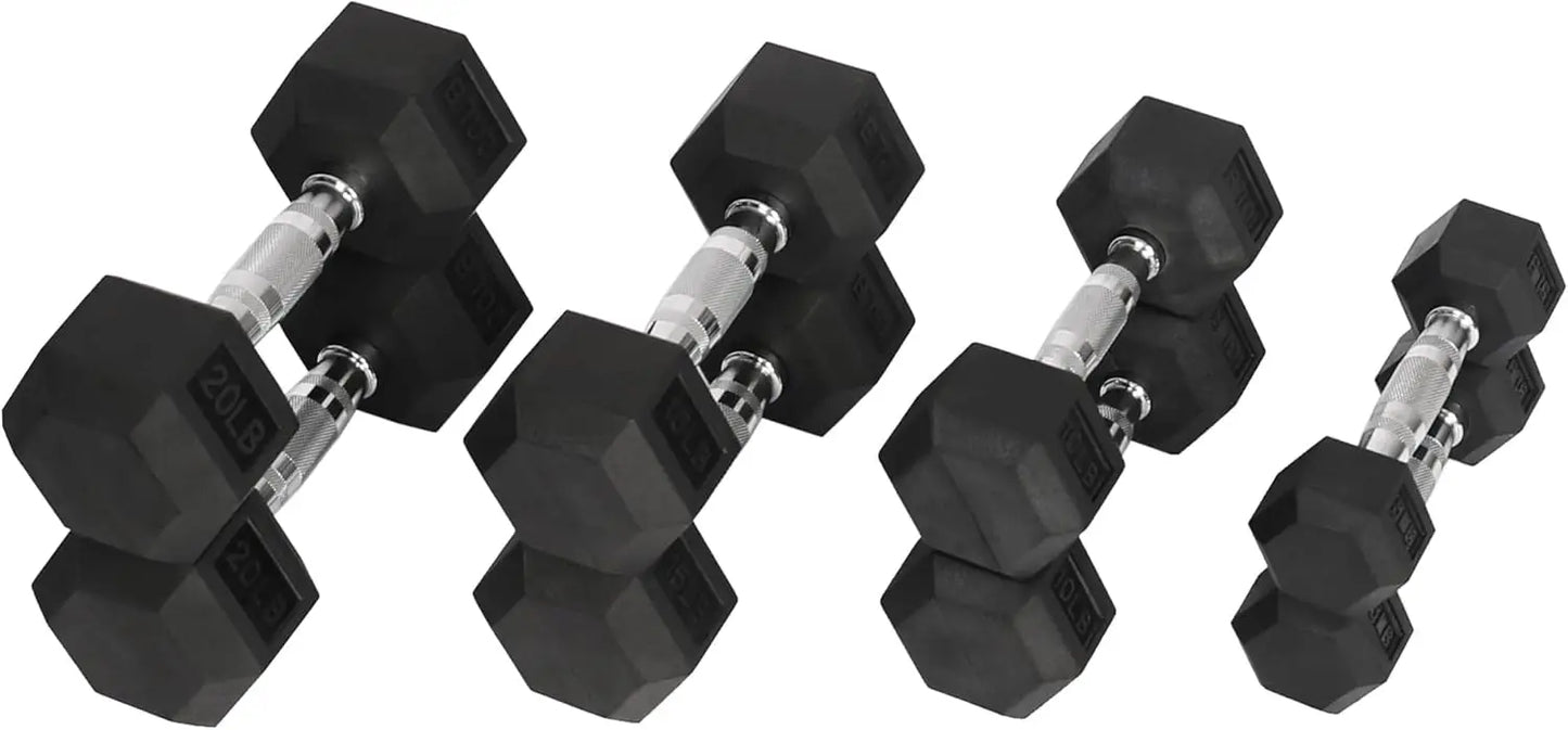 Encased Hex Dumbbell, Set Including 5, 10, 15, 20LB Pairs