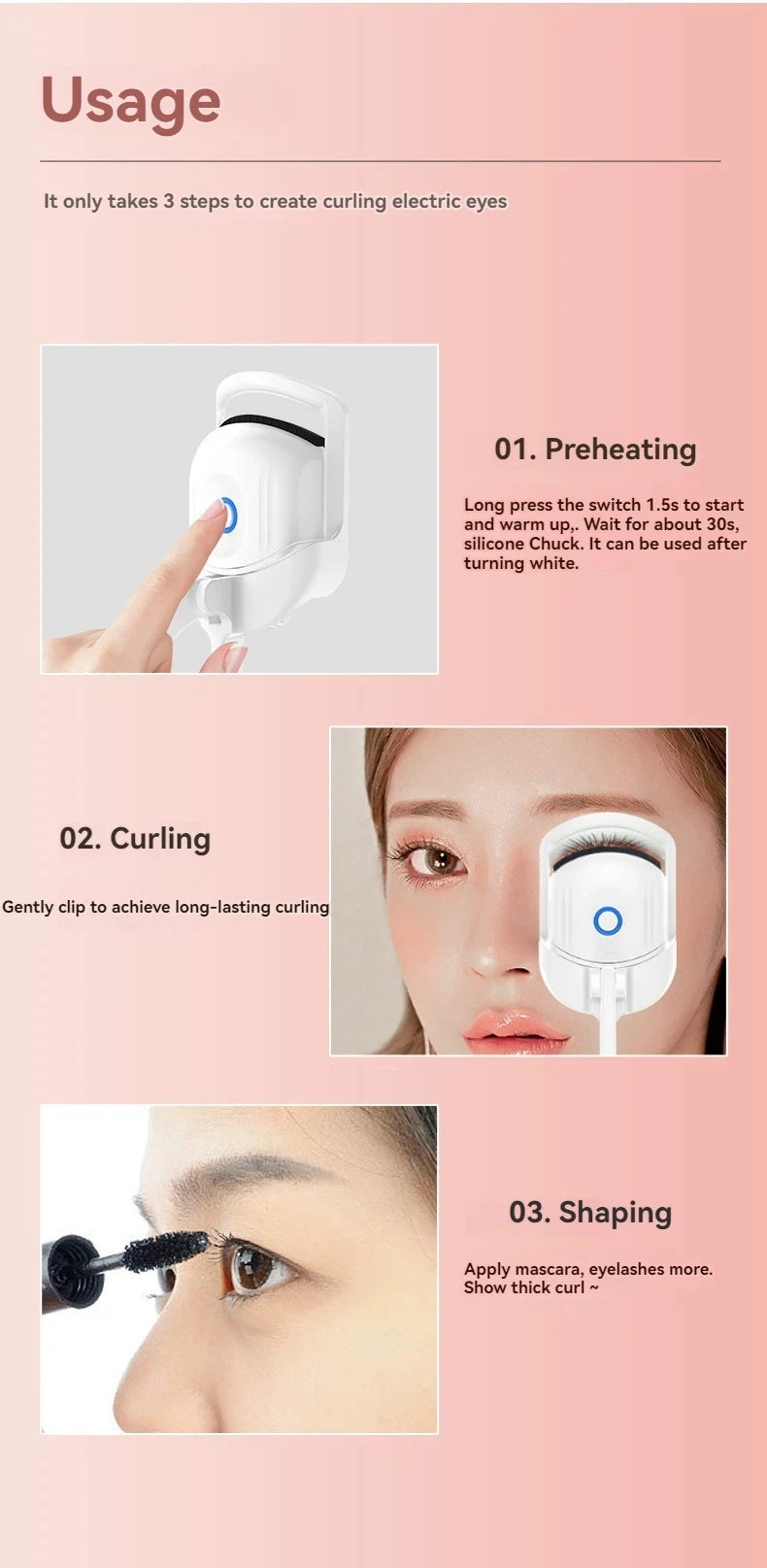 1pc ABS Electric Eyelash Curler